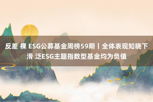 反差 裸 ESG公募基金周榜59期丨全体表现知晓下滑 泛ESG主题指数型基金均为负值