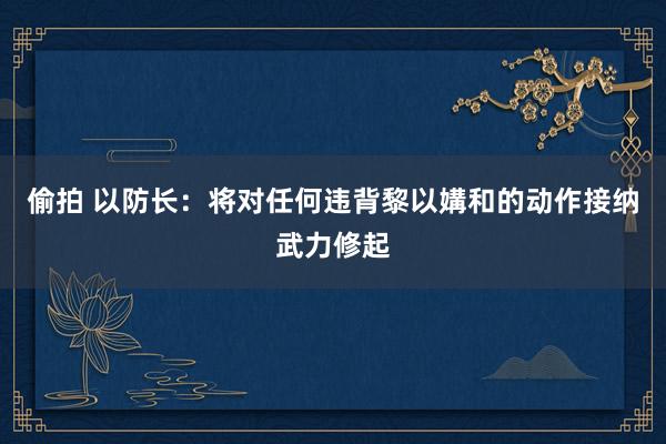 偷拍 以防长：将对任何违背黎以媾和的动作接纳武力修起