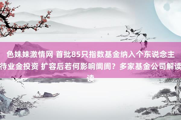 色妹妹激情网 首批85只指数基金纳入个东说念主待业金投资 扩容后若何影响阛阓？多家基金公司解读