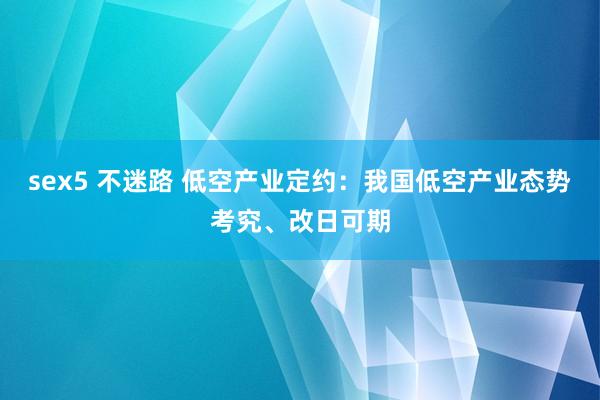 sex5 不迷路 低空产业定约：我国低空产业态势考究、改日可期