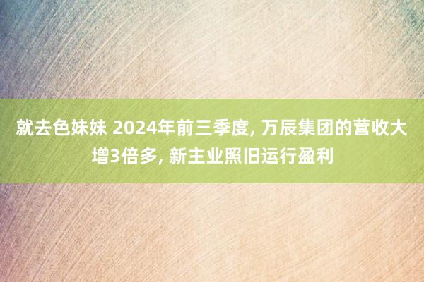 就去色妹妹 2024年前三季度， 万辰集团的营收大增3倍多， 新主业照旧运行盈利