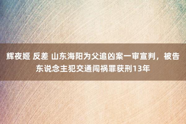 辉夜姬 反差 山东海阳为父追凶案一审宣判，被告东说念主犯交通闯祸罪获刑13年