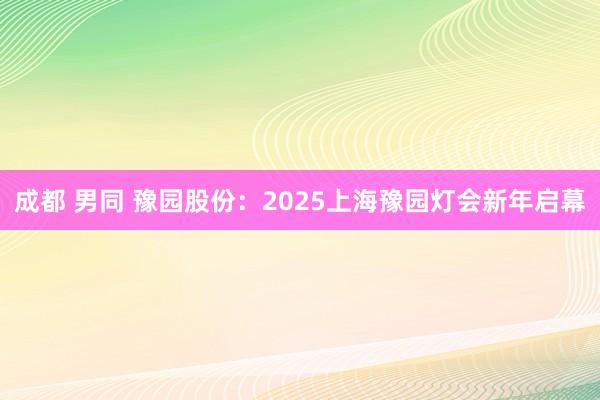 成都 男同 豫园股份：2025上海豫园灯会新年启幕