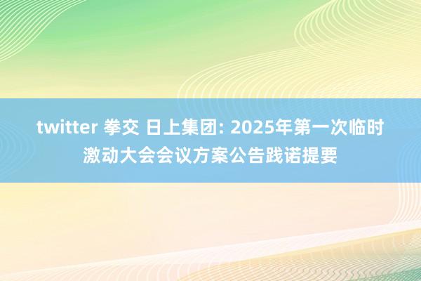 twitter 拳交 日上集团: 2025年第一次临时激动大会会议方案公告践诺提要